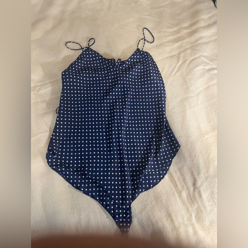 Calvin Klein silky chemise bodysuit polyester medium polka dot